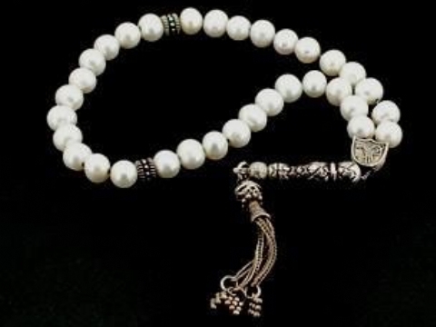 inci taşlı gümüş tesbih